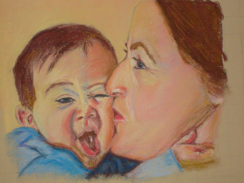 "Mother and Child 1" (Private Collection) Pastel