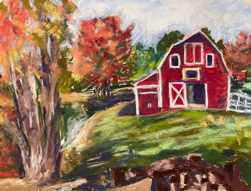 RED BARN - Pastel - SOLD