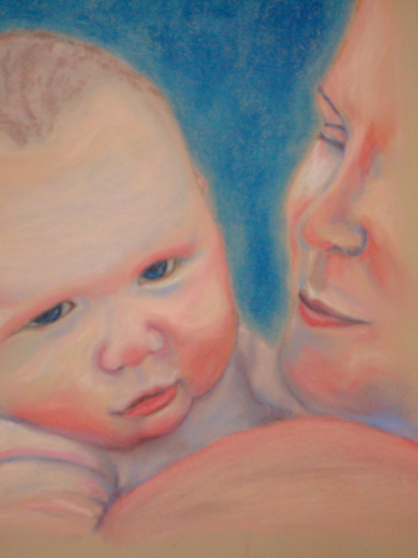"Mother and Child 2" (Private Collection) Pastel